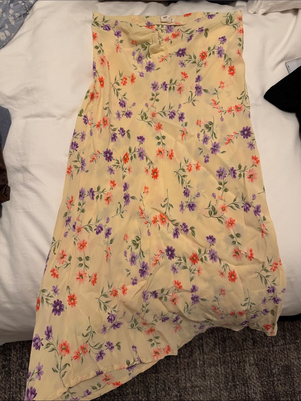 Billabong Girls Yellow Floral Skirt with Purple & Orange Flowers